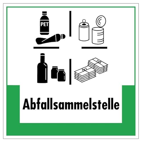Aufkleber Abfallkennzeichnung Hinweis „Abfallsammelstelle“ Müllentsorgung Recycling Schild Folie, grün | 5-40cm Made in Germany, Größen Name: 40x40cm von MBS-SIGNS