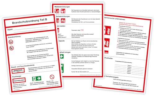 Aufkleber Brandschutz „Brandschutzordnung Teil B“ BSO Aushang gemäß DIN 14096 | 3 Bögen selbstklebend DIN A4 | Made in Germany von MBS-SIGNS