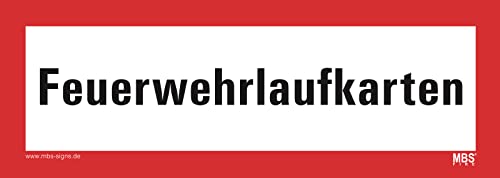 Aufkleber Brandschutzzeichen „Feuerwehrlaufkarten“ Feuerwehr Hinweis Folie selbstklebend | Größen wählbar Made in Germany, Größen Name: 22,2x63 cm von MBS-SIGNS