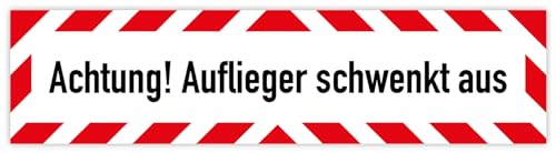Aufkleber Fahrzeug „Achtung! Auflieger schwenkt aus“ Kfz Warnmarkierung Folie | Größe wählbar Made in Germany, Größen Name: 80 x 20 cm Aufkleber Fahrzeug „Achtung! Auflieger schwenkt aus“ Kfz Warnmarkierung Folie | Größe wählbar Made in Germany, Größen Name: 80 x 20 cm von MBS-SIGNS