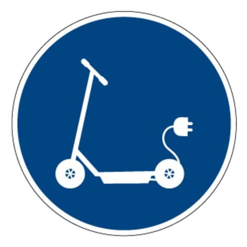 Aufkleber Gebotszeichen Hinweis „E-Scooter erlaubt“ Schild Folie selbstklebend ähnl. ISO 7010 | Ø5-30cm Made in Germany, Größen Name: Ø30 cm von MBS-SIGNS