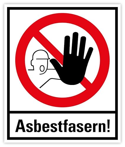 Aufkleber Gefahrstoffkennzeichnung „Asbestfasern!“ Zutritt verboten Kombischild Asbest Made in Germany | 25-42 cm, Größen Name: 42 x 50 cm von MBS-SIGNS