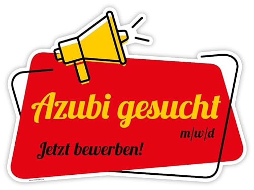 Aufkleber Hinweis „Azubi gesucht m/w/d“ Bewerbung Folie 7 Farbkombis Varianten wählbar | 30x22 cm Made in Germany, Formatvorlagen Name: Rot/Gelb Aufkleber Hinweis „Azubi gesucht m/w/d“ Bewerbung Folie 7 Farbkombis Varianten wählbar | 30x22 cm Made in Germany, Formatvorlagen Name: Rot/Gelb von MBS-SIGNS