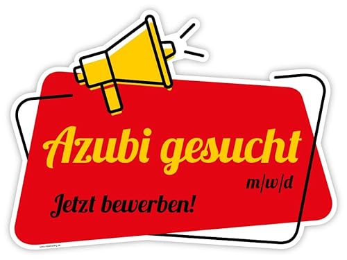 Aufkleber Hinweis „Azubi gesucht m/w/d“ Bewerbung Folie 7 Farbkombis Varianten wählbar | 30x22 cm Made in Germany, Formatvorlagen Name: Rot/Gelb von MBS-SIGNS