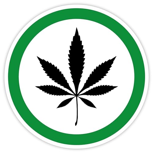 Aufkleber Hinweis „Cannabis/Hanf erlaubt“ Sticker Folie selbstklebend, grün/sw | Ø5-30cm Made in Germany, Größen Name: Ø10 cm von MBS-SIGNS