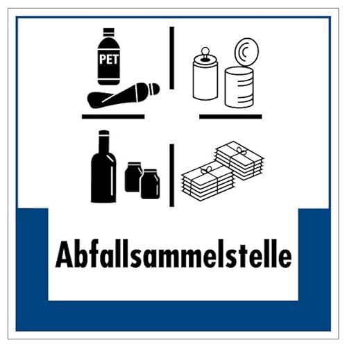 Aufkleber Hinweis Abfallkennzeichnung "Abfallsammelstelle" Müllentsorgung Recycling Schild Folie selbstklebend, blau | 5-40cm Made in Germany, Größe: 40x40 cm Aufkleber Hinweis Abfallkennzeichnung "Abfallsammelstelle" Müllentsorgung Recycling Schild Folie selbstklebend, blau | 5-40cm Made in Germany, Größe: 40x40 cm von MBS SIGNS