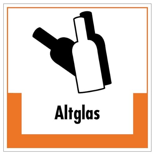 Aufkleber Hinweis Abfallkennzeichnung "Altglas" Müllentsorgung Recycling Schild Folie selbstklebend, orange | 5-40cm Made in Germany, Größe: 20x20 cm Aufkleber Hinweis Abfallkennzeichnung "Altglas" Müllentsorgung Recycling Schild Folie selbstklebend, orange | 5-40cm Made in Germany, Größe: 20x20 cm von MBS-SIGNS