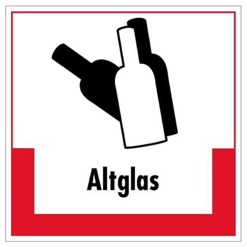 Aufkleber Hinweis Abfallkennzeichnung "Altglas" Müllentsorgung Recycling Schild Folie selbstklebend, rot | 5-40cm Made in Germany, Größe: 20x20 cm Aufkleber Hinweis Abfallkennzeichnung "Altglas" Müllentsorgung Recycling Schild Folie selbstklebend, rot | 5-40cm Made in Germany, Größe: 20x20 cm von MBS-SIGNS
