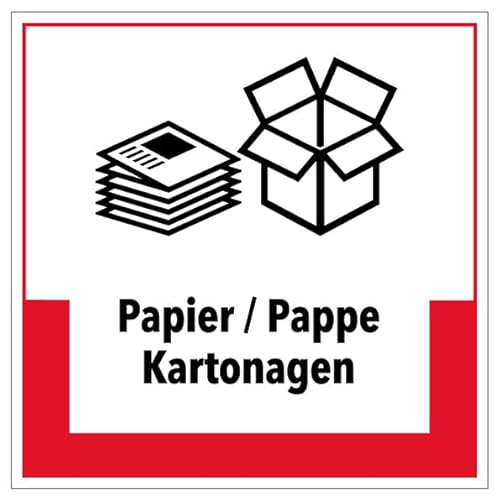 Aufkleber Hinweis Abfallkennzeichnung "Papier/Pappe Kartonagen" Müllentsorgung Recycling Schild Folie selbstklebend, rot | 5-40cm Made in Germany, Größe: 40x40 cm Aufkleber Hinweis Abfallkennzeichnung "Papier/Pappe Kartonagen" Müllentsorgung Recycling Schild Folie selbstklebend, rot | 5-40cm Made in Germany, Größe: 40x40 cm von MBS SIGNS