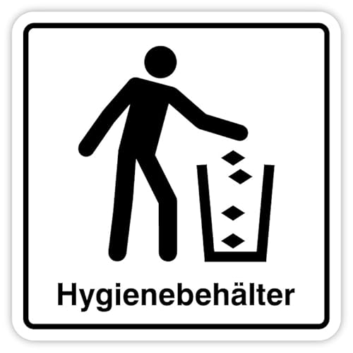 Aufkleber Hinweis Symbol „Hygienebehälter“ Schild Folie selbstklebend | 5-30cm Made in Germany, Größen Name: 10x10cm von MBS-SIGNS