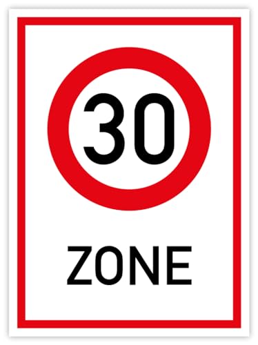 Aufkleber Hinweis "Tempo-30-Zone" StVO Verkehr Schild Folie selbstklebend | Größe wählbar Made in Germany, Größen Name: 44x60 cm von MBS-SIGNS