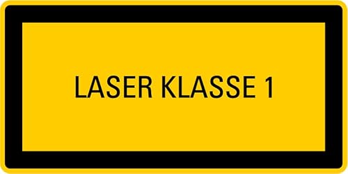 Aufkleber Hinweis für Lasereinrichtung „LASER KLASSE 1“ ähnl. ISO 7010 Signalgelb, DIN EN 60825 Made in Germany | Größen wählbar, Größen Name: Aufkleber | 5,2 x 2,6 cm von MBS-SIGNS
