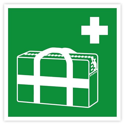 Aufkleber Rettungszeichen „Medizinischer-Notfallkoffer“ Symbol Schild Folie selbstklebend nach ISO 7010 | 5-30 cm Made in Germany, Größen Name: 15x15cm von MBS-SIGNS