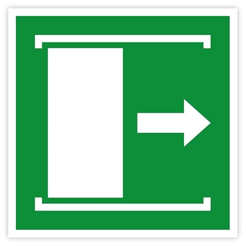 Aufkleber Rettungszeichen „Schiebetür öffnet nach RECHTS“ Symbol Schild Folie selbstklebend nach ISO 7010 | 5-30 cm Made in Germany, Größen Name: 30x30cm von MBS-SIGNS