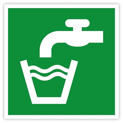 Aufkleber Rettungszeichen „Trinkwasser“ Symbol Schild Folie selbstklebend nach ISO 7010 | 5-30 cm Made in Germany, Größen Name: 10x10cm von MBS-SIGNS