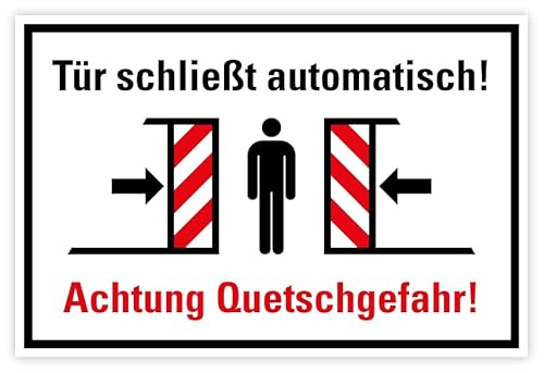 Aufkleber Schild „Tür schließt automatisch! Achtung Quetschgefahr“ Warnung Schiebetür Betriebsbeschilderung | Größe wählbar, Größen Name: 30x20cm Aufkleber Schild „Tür schließt automatisch! Achtung Quetschgefahr“ Warnung Schiebetür Betriebsbeschilderung | Größe wählbar, Größen Name: 30x20cm von MBS-SIGNS