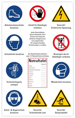 Aufkleber Sicherheitsaushang „Baustellen-Sicherheit“ Warnhinweise Info-Folie Symbole: ISO 7010 | Größe wählbar Made in Germany, Größen Name: 75x120cm Aufkleber Sicherheitsaushang „Baustellen-Sicherheit“ Warnhinweise Info-Folie Symbole: ISO 7010 | Größe wählbar Made in Germany, Größen Name: 75x120cm von MBS-SIGNS