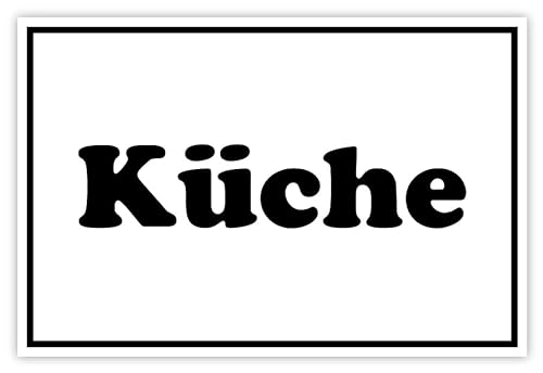 Aufkleber Türschild „Küche“ Hinweis Folie selbstklebend | 2 Varianten 15-45 cm Made in Germany, Größen Name: Aufkleber | Schwarzer Rahmen, Material: 15x10 cm von MBS-SIGNS