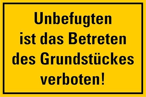 Aufkleber Verbot „Unbefugten ist das Betreten des Grundstückes verboten!“ Hinweis Schild Signalgelb | Größen wählbar Made in Germany, Größen Name: 10x15cm Aufkleber Verbot „Unbefugten ist das Betreten des Grundstückes verboten!“ Hinweis Schild Signalgelb | Größen wählbar Made in Germany, Größen Name: 10x15cm von MBS SIGNS