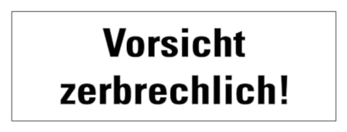 Aufkleber Verpackungs-Kennzeichnung „Vorsicht zerbrechlich!“ Hinweis Sticker Folie selbstklebend, s/w | Größe wählbar Made in Germany, Größen Name: 5x15cm von MBS SIGNS