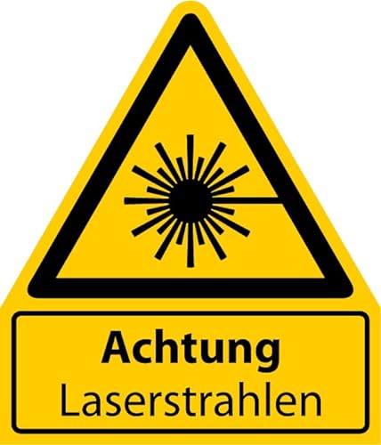 Aufkleber Warnaufkleber „Achtung Laserstrahlen“ Warnung Warnschild Folie signalgelb ähnl. ISO 7010 | Größen wählbar Made in Germany, Größen Name: 105x123 mm von MBS-SIGNS