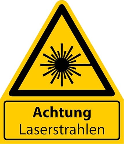 Aufkleber Warnaufkleber „Achtung Laserstrahlen“ Warnung Warnschild Folie signalgelb ähnl. ISO 7010 | Größen wählbar Made in Germany, Größen Name: 105x123 mm von MBS-SIGNS