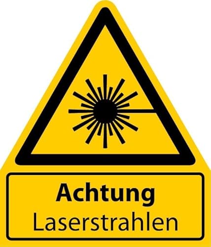 Aufkleber Warnaufkleber „Achtung Laserstrahlen“ Warnung Warnschild Folie signalgelb ähnl. ISO 7010 | Größen wählbar Made in Germany (420x490mm) von MBS-SIGNS