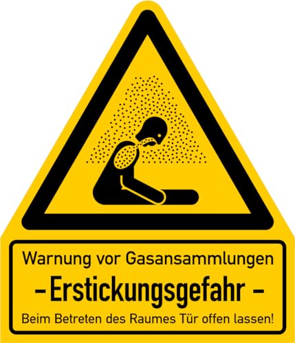 Aufkleber Warnhinweis „Warnung vor Gasansammlungen – Erstickungsgefahr“ Folie selbstklebend ISO 7010 (W041) | Größen wählbar Made in Germany, Größe: 52x61 mm von MBS-SIGNS