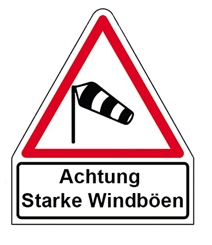 Aufkleber Warnung „Achtung starke Windböen“ Gefahr Schild Folie | Größen wählbar Made in Germany, Größen Name: 210x245 mm von MBS-SIGNS
