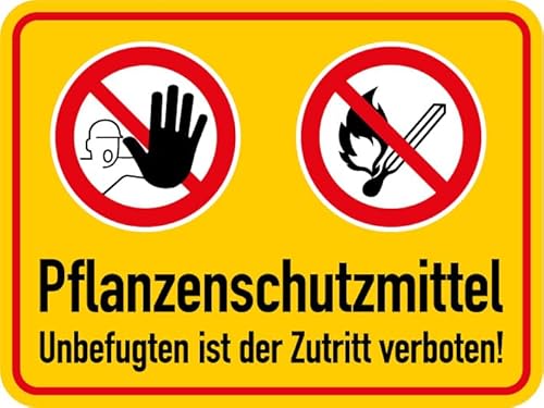 Aufkleber Warnung „Pflanzenschutzmittel - Unbefugten ist der Zutritt verboten!“ Verbot Schild Folie selbstklebend | Größe wählbar Made in Germany, Größen Name: 10x7,5 cm von MBS SIGNS