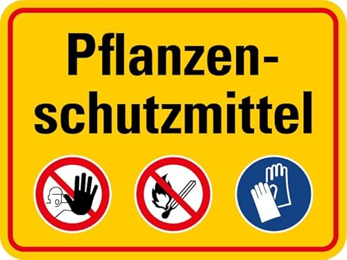 Aufkleber Warnung „Pflanzenschutzmittel - Unbefugten ist der Zutritt verboten!“ Verbot Schild Folie selbstklebend | Größe wählbar Made in Germany, Größen Name: 10x7,5 cm von MBS SIGNS