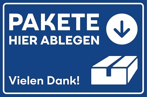 Infoaufkleber Postbote „Pakete hier ablegen“ Hinweis Schild Folie Farbe: blau | 5-30cm Made in Germany, Größen Name: 20x30cm von MBS-SIGNS