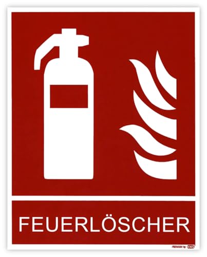 Kombi-Schild Brandschutzzeichen „Feuerlöscher“ Symbol nach ISO 7010 (F001) stabile und flexible PP-Qualitäts-Kunststoffplatte | 20 x 25 cm Made in Germany von MBS-SIGNS
