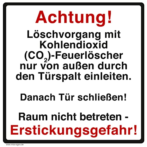 Kunststoffschild Hinweis „Achtung Erstickungsgefahr!CO2-Feuerlöscher Raum nicht betreten“ Warnung Schild | 200x175mm Made in Germany von MBS-SIGNS