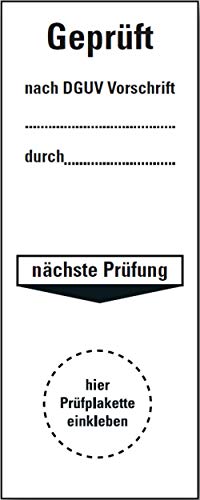 Prüfetikett Plakette "Geprüft nach DGUV Vorschrift durch... nächste Prüfung" | Etikett Folie Aufkleber 100x40mm Made in Germany, Größe: 1 Stück von MBS-SIGNS