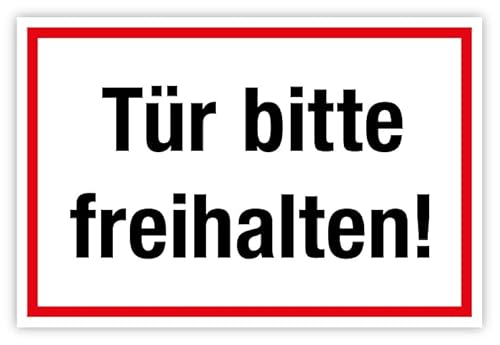 Türaufkleber „Tür bitte freihalten!“ Hinweis Weißer Hintergrund | Varianten wählbar, Größen Name: Weißer Hintergrund | Roter Rahmen, Material: 30x20 cm von MBS-SIGNS