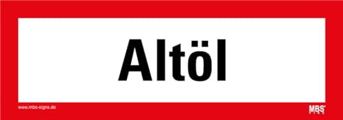 UNGROL Aufkleber Hinweis "Altöl" Folie selbstklebend ähnl. DIN 4066 | Größe: 7,4x21 cm, Rot, Kunststoff, Warnaufkleber, Sticker, informativ UNGROL Aufkleber Hinweis "Altöl" Folie selbstklebend ähnl. DIN 4066 | Größe: 7,4x21 cm, Rot, Kunststoff, Warnaufkleber, Sticker, informativ von MBS-SIGNS
