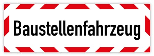 Warnaufkleber "Baustellenfahrzeug" Warnhinweis Baustelle Schild Folie 35x10 / 42x10 / 45x15 / 65x20cm Made in Germany, Größen Name: 45x15 cm von MBS-SIGNS