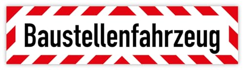Warnmarkierung Fahrzeug „Baustellenfahrzeug“ Sticker Folie | Größe wählbar Made in Germany, Größen Name: 50 x 12,5 cm von MBS-SIGNS