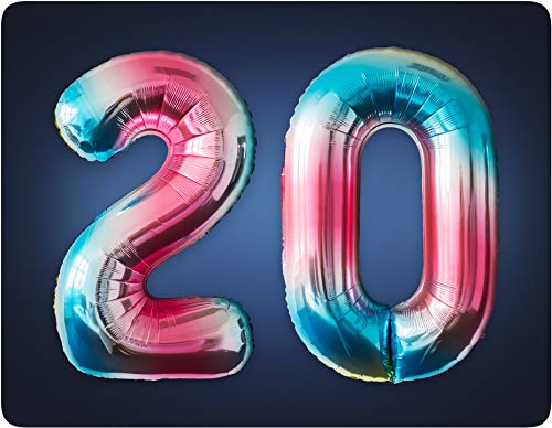 MBW Regenbogen Folienballon Helium Luftballons Zahlen 20 für Party Kinder Geburtstag Jubiläum Abi von MBW
