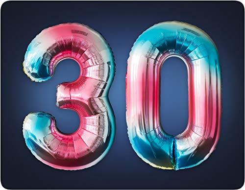 MBW Regenbogen Folienballon Helium Luftballons Zahlen 30 für Party Kinder Geburtstag Jubiläum Abi von MBW