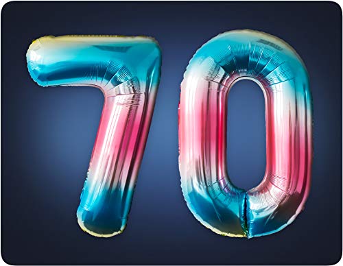 MBW Regenbogen Folienballon Helium Luftballons Zahlen 70 für Party Kinder Geburtstag Jubiläum Abi von MBW