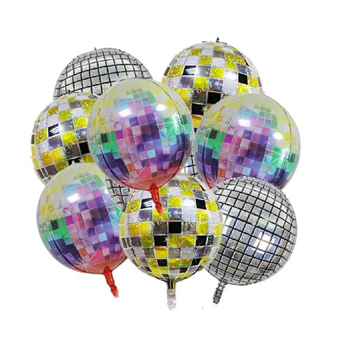 Party Deko 9er Set Discokugel Helium Ballons für eine unvergessliche Partyatmosphäre 22 Zoll 4D Discokugel Disco-Mottoparty Geburtstag Party Abschlussfeier von MBW