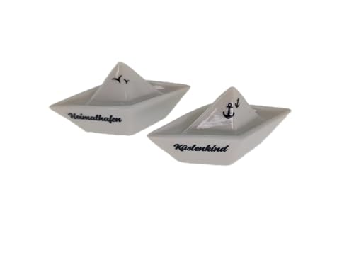 MC-Trend–2er Set Deko Porzellan Papierboote–Küstenkind+Heimathafen–klein ca.10x4 cm–Porzellan/weiß–Maritime Marine Tischdeko Schiff Geburtstag Hochzeit Jubiläum(2er Set klein Küstenkind+Heimathafen) MC-Trend–2er Set Deko Porzellan Papierboote–Küstenkind+Heimathafen–klein ca.10x4 cm–Porzellan/weiß–Maritime Marine Tischdeko Schiff Geburtstag Hochzeit Jubiläum(2er Set klein Küstenkind+Heimathafen) von MC-Trend