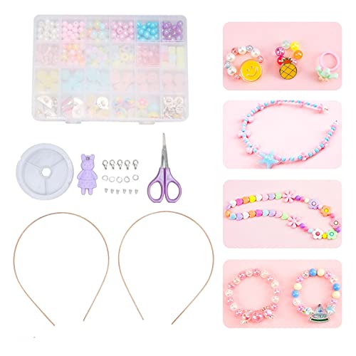 240-teiliges Kunststoffperlen-Set, Buntes Bulk-Perlen-Set, DIY Handgefertigte Armbandmaterialien für Teenager-Mädchen-Bastelarbeiten von MCDSAJ