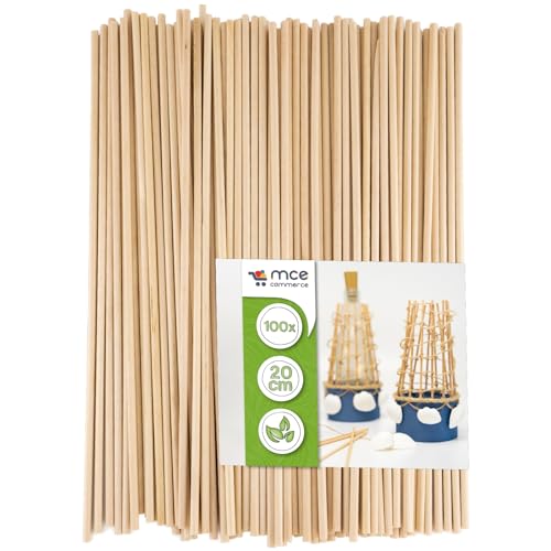 MCE-Commerce A5302100 Holzstäbe rund 3 mm x 200 mm 100 Stück, Holz, Natur von MCE-Commerce