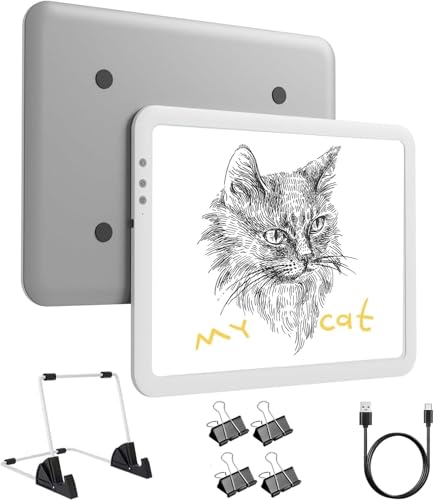 Wiederaufladbare batteriebetriebene Leuchtbox zum Nachzeichnen, A4, schnurlose Leuchtkasten, Kopierbrett, Leuchttisch zum Zeichnen, Skizzieren, HTV, super helles Lichtpad für Cricut-Vinyl von MCHERRY