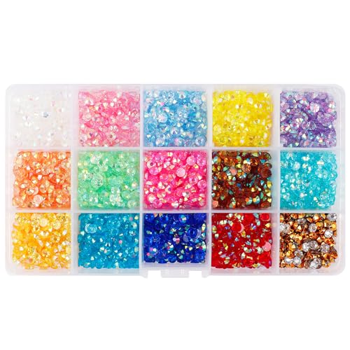 7.500 Harz-Strasssteine, bunte Strass-Nagelkunst-Accessoires, funkelnde flache Nagelkristalle, bunte, gemischte 4-mm-Edelsteine, geeignet für DIY-Bastelarbeiten von MCNZNJONV