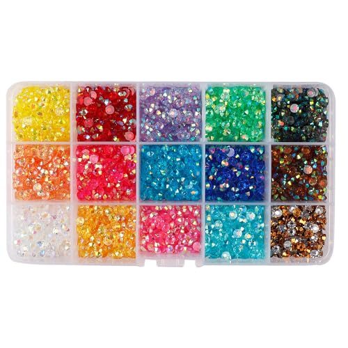 7.500 Harz-Strasssteine, bunte Strass-Nagelkunst-Accessoires, funkelnde flache Nagelkristalle, bunte, gemischte 4-mm-Edelsteine, geeignet für DIY-Bastelarbeiten von MCNZNJONV