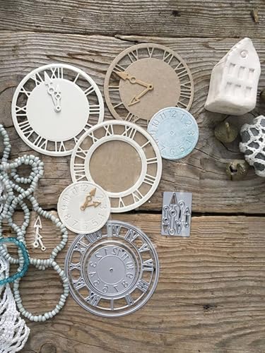 MCPOOX Metall-Stanzform für Scrapbooking, Stanzschablonen für DIY-Scrapbook, Fotoalbum, dekorative Papierkarte, Kartenherstellung, Präge- und Bastel-Stanzform (die Uhr 8,4 x 6,3 cm) von MCPOOX